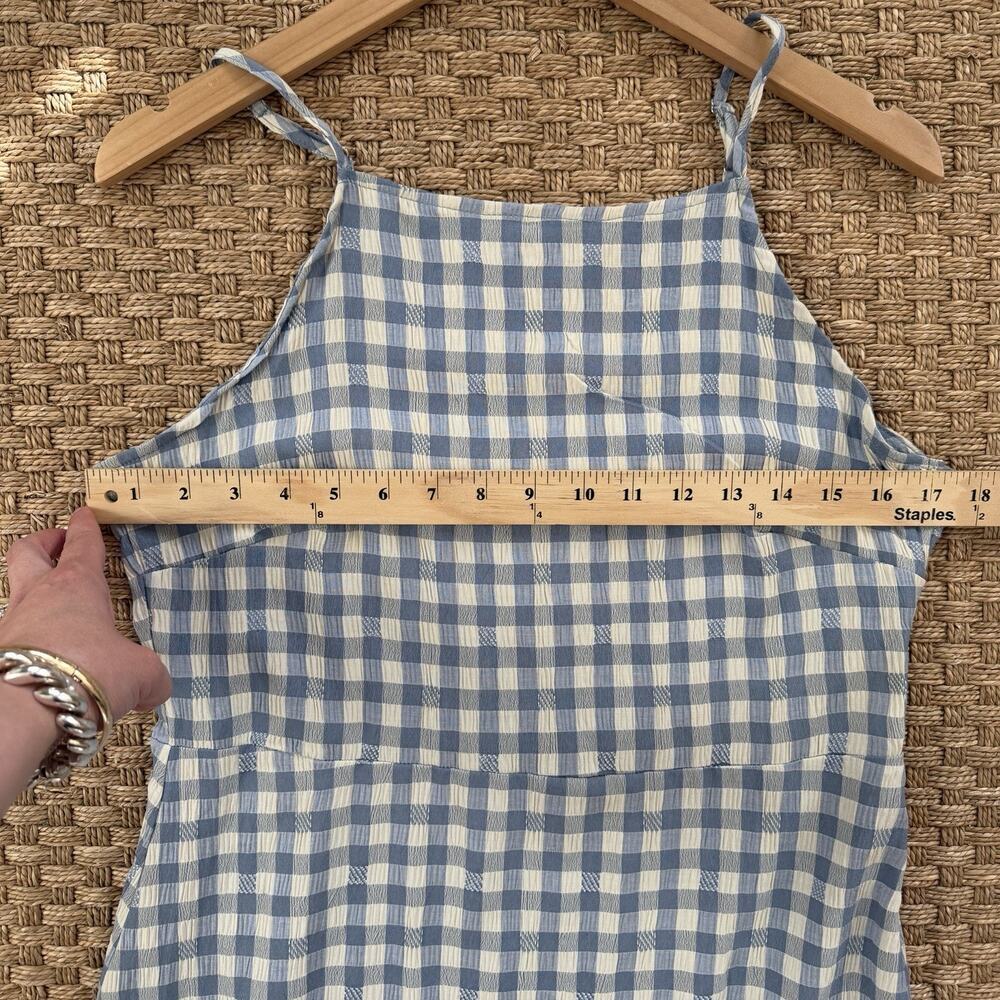 Vintage Nanette Lepore Blue Gingham Ruffle Maxi Dress Women’s Size 10 - Picture 8 of 11